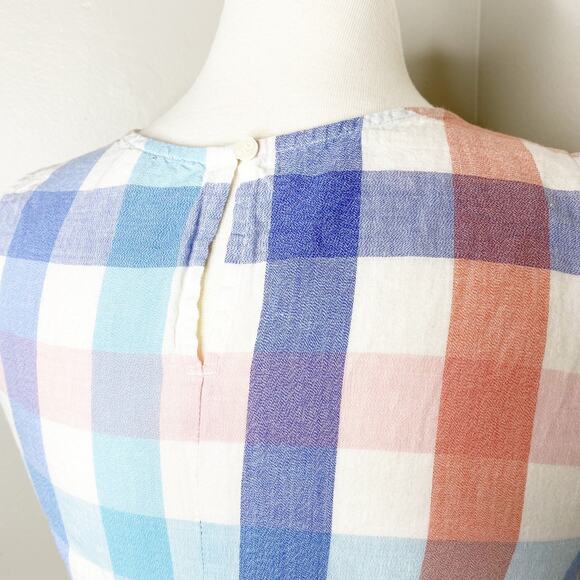 J Crew Pastel Plaid Linen Side Tie Tank Size 2 - Picture 4 of 6